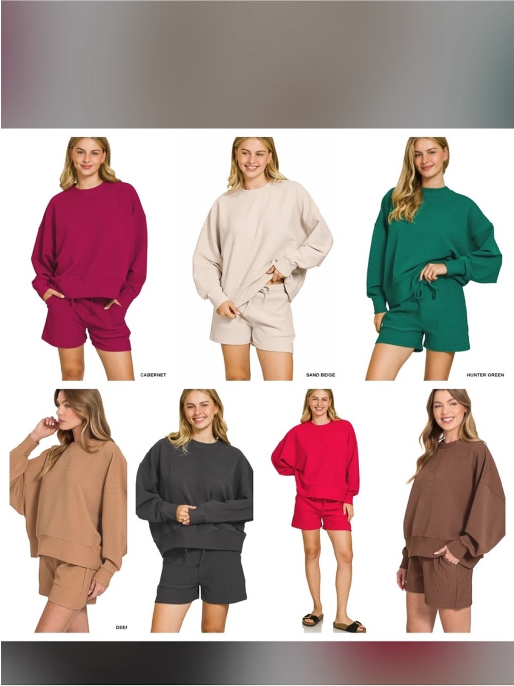 Cozy scuba ribbed Women’s pullover and short set Chocolate Zenana